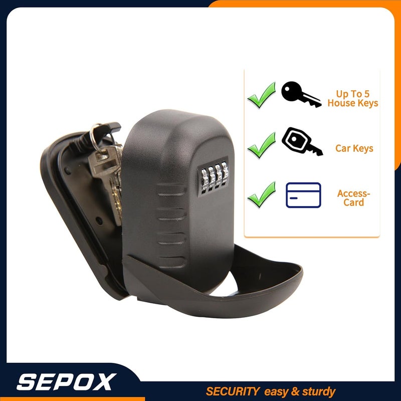 SEPOX ® Metal Key Lock Box with code 4-Digit Combination, X-Large Space, 6-10 Keys Capacity, Anti-Dust Cover & Wall Mount Storage for Home, Office, Outdoor, Weather-Resistant Cover, Easy Installation - Image 5